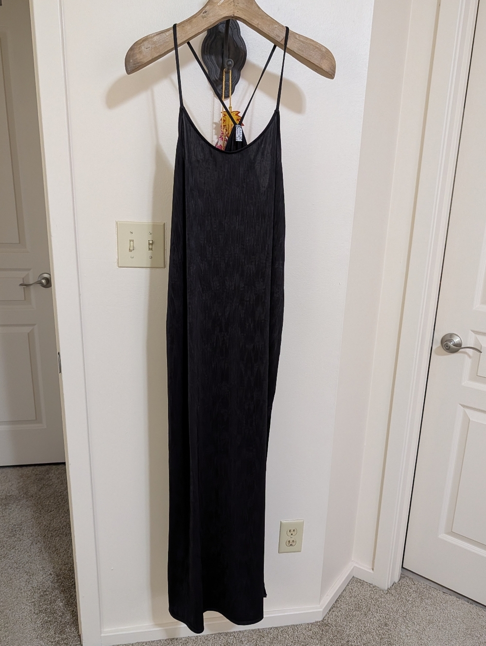 Free People Intimately Black Maxi Slip Stretch Dress With Slit
